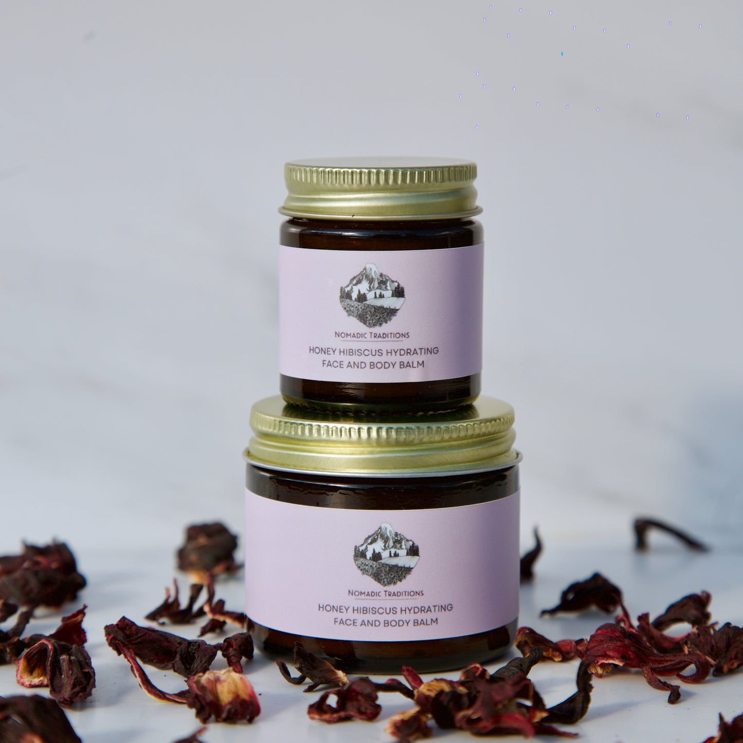 Nomadic Traditions Honey Hibiscus Hydrating Face And Body Balm, Tallow Moisturizer, 1 oz, 2 oz Glass Jar Natural, Organic, Sensitive Facial Care, Skin Food, Skincare