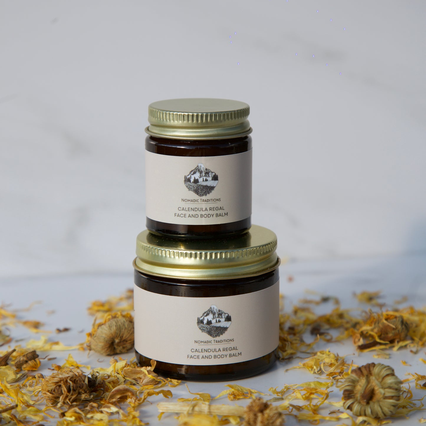 Nomadic Traditions Calendula Regal Face And Body Balm, Tallow Moisturizer, 1 oz, 2 oz Glass Jar Natural, Organic, Herbal, Botanical Facial Care, Skin Food, Skincare